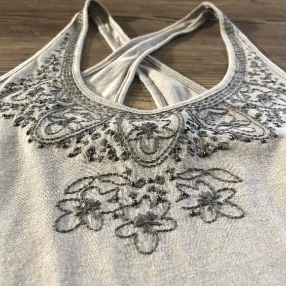 American Eagle stitched and beaded tank with cross back straps - Picture 3 of 7